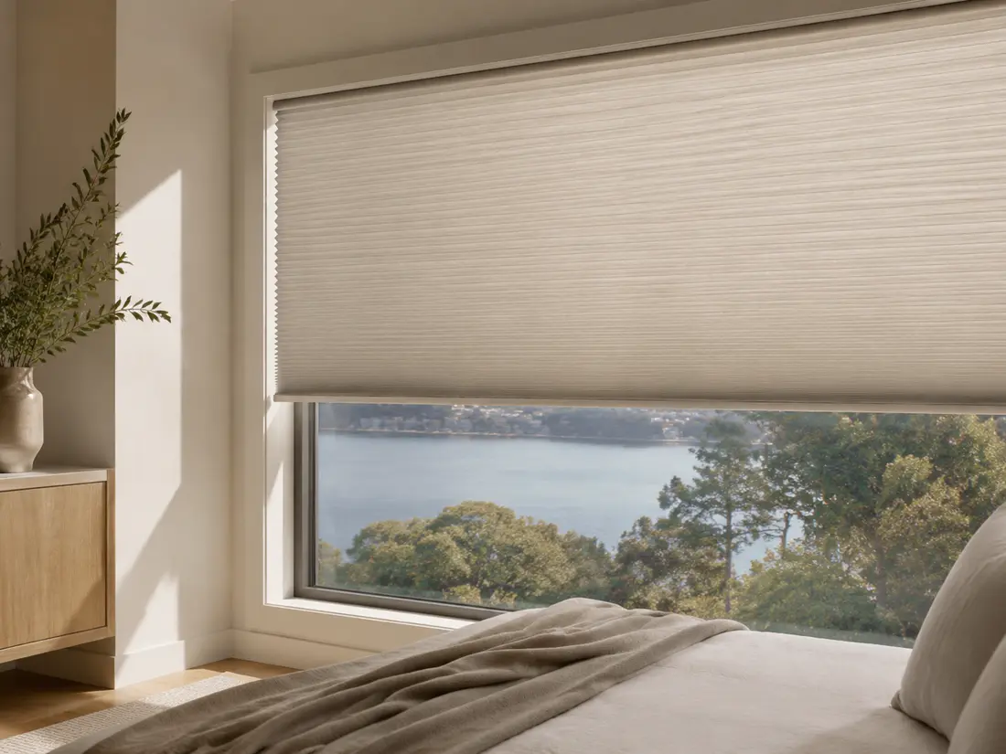 Honeycomb blinds installed in a contemporary interior