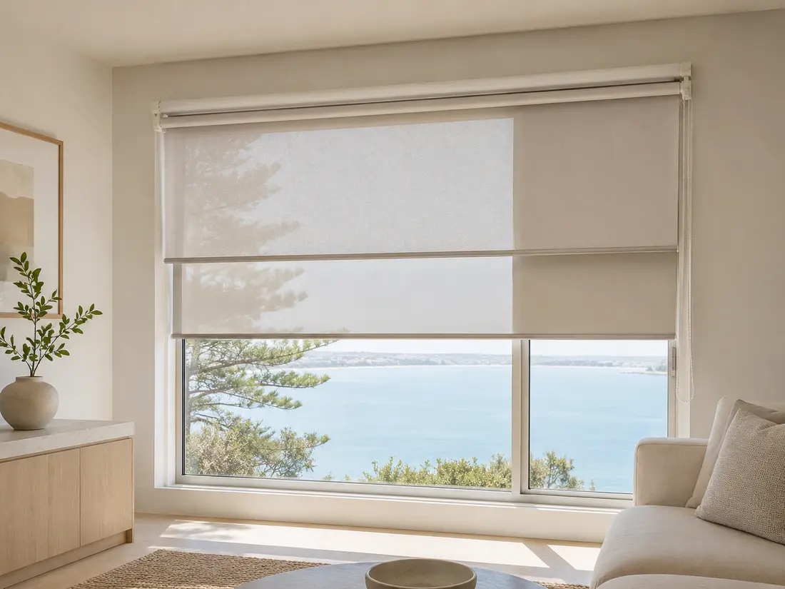 Installed roller blinds in a contemporary Sydney interior